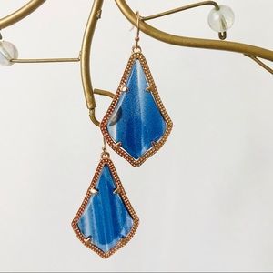 Kendra Scott Alex blue dusted Drops Earrings Rose Gold